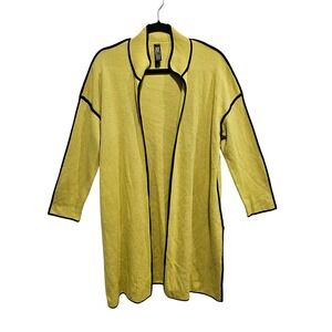 Marla Wynne Citron Color‎ Long Open Front Duster Cardigan Size Medium